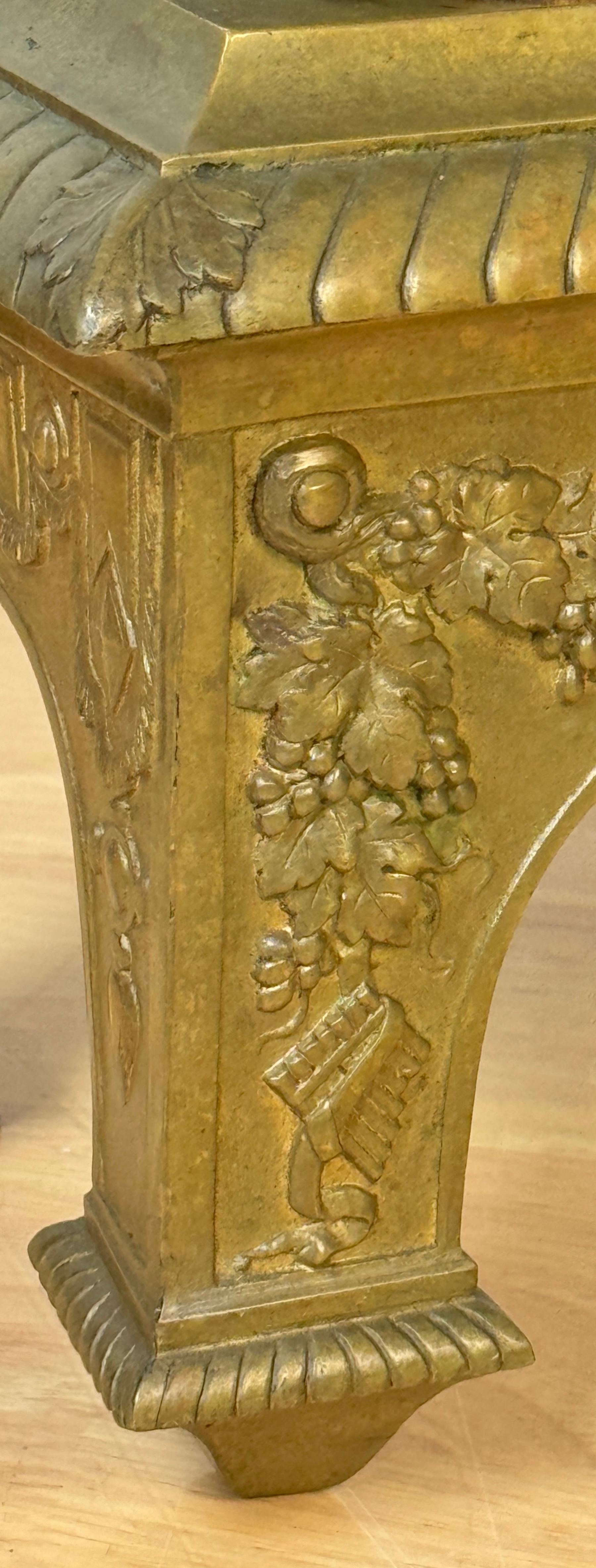 Pair 18th C. Louis XVI Patinated & Gilt Bronze Sphinx Motif Andirons/Chenets For Sale 3