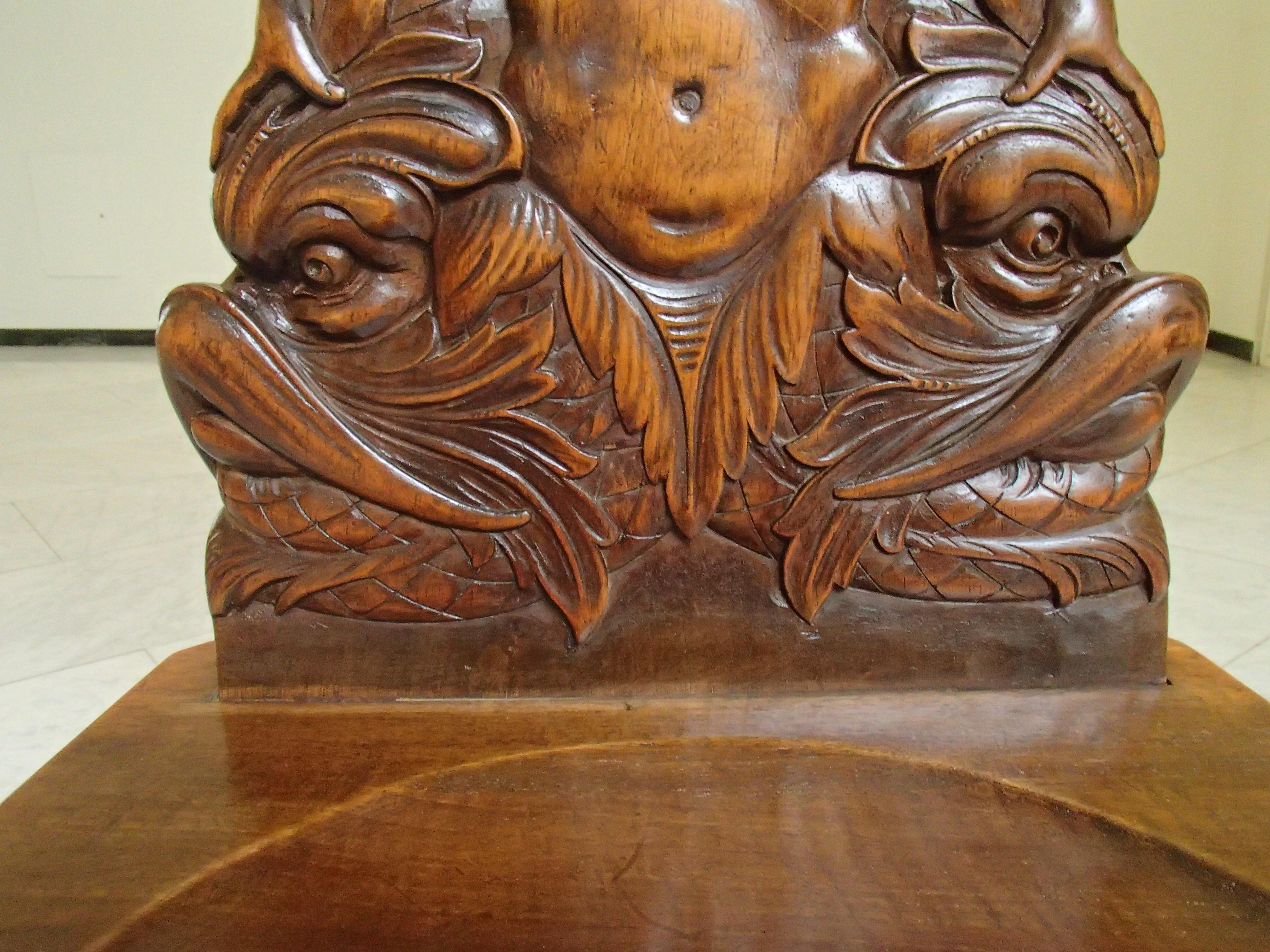 Pair of Brutalist Wooden Chairs Carved with Fabulous Creatures - Dragons 4