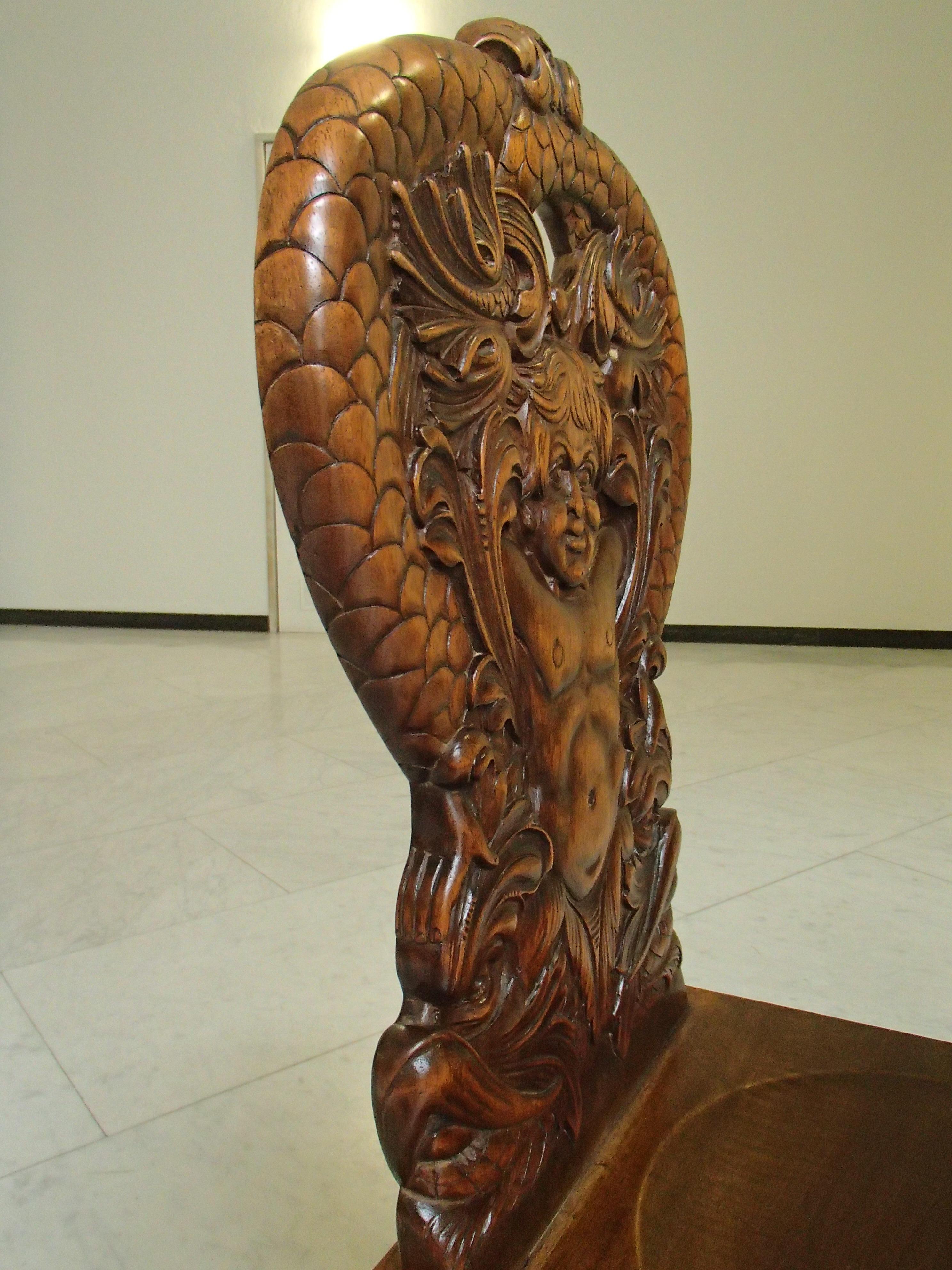 18th century Brutalist wooden chairs carved with fabulous creatures - dragons
totally 5 available see other announces.