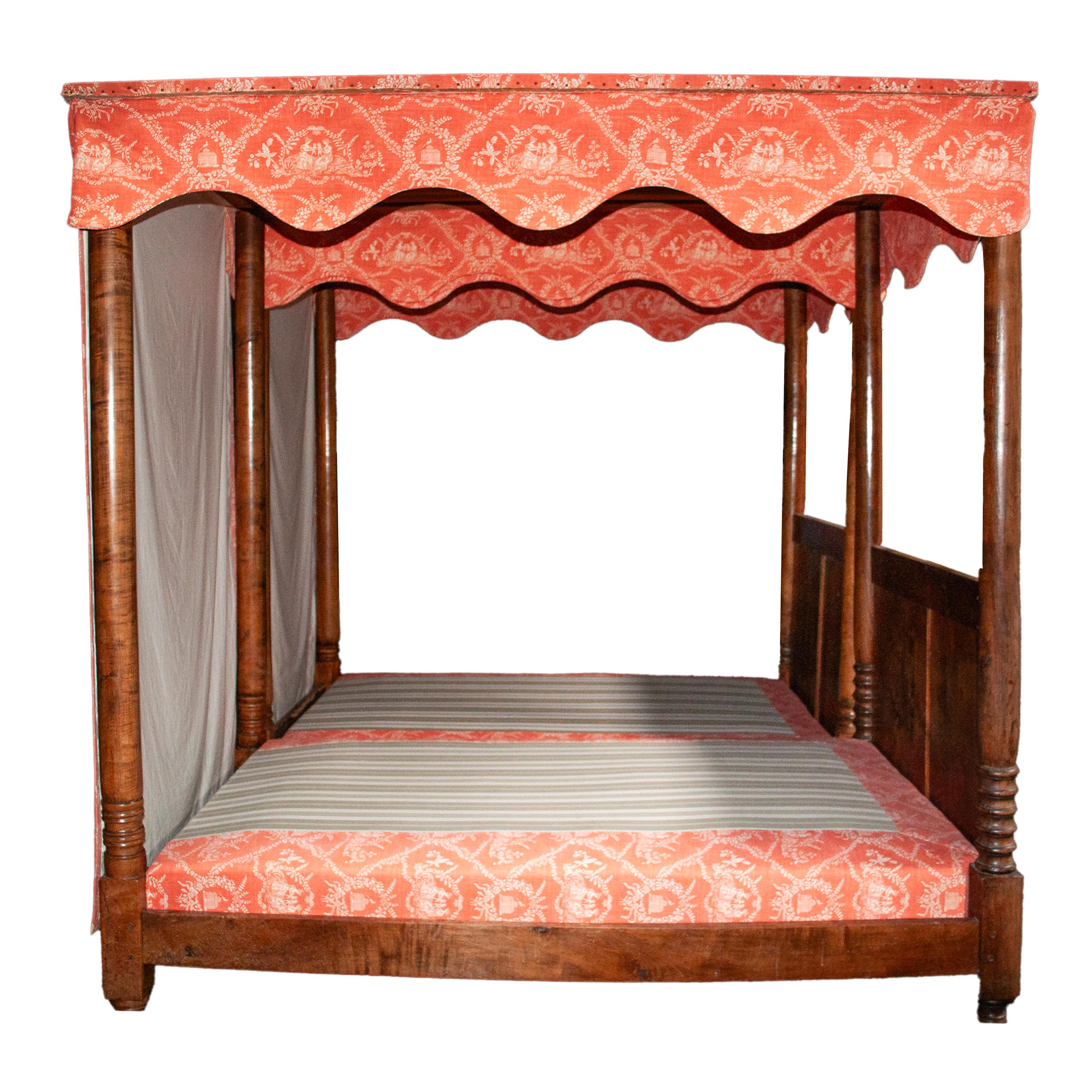 Pair 18. Jahrhundert Antique French Vier Poster Tester Baldachin Kirsche Twin Betten 1780 im Angebot 9