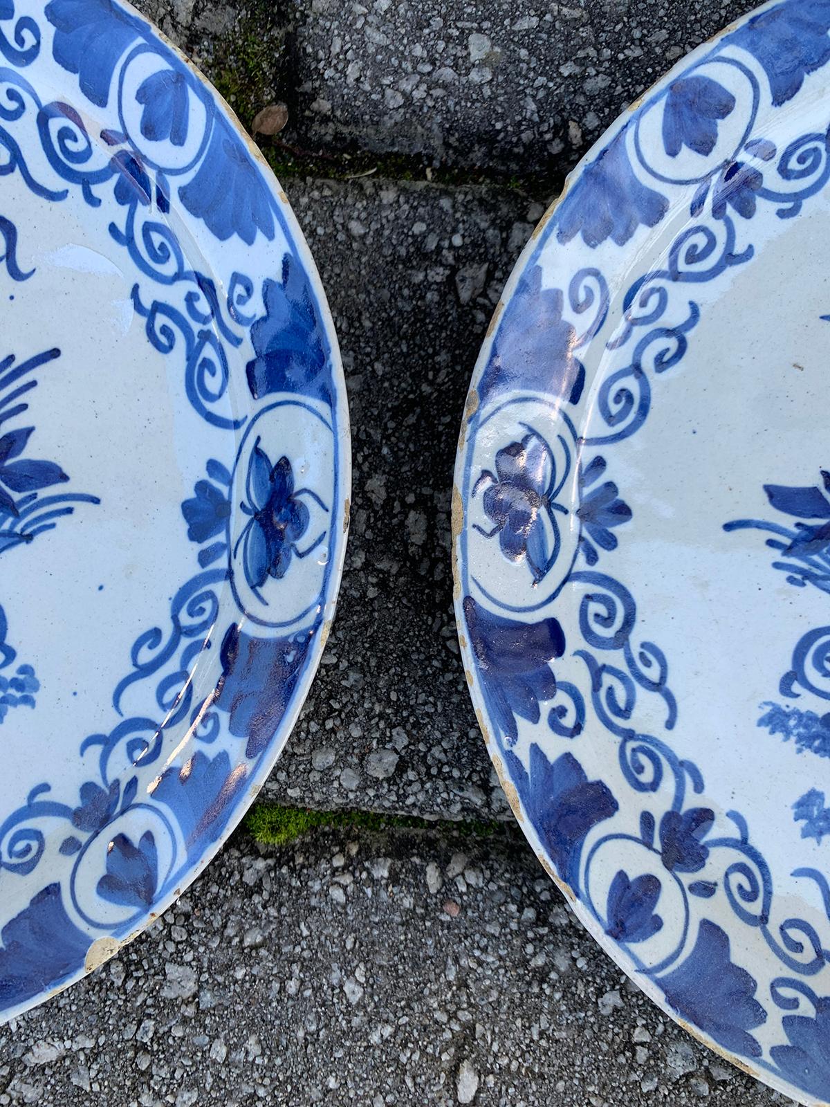 Pair of 18th Century Blue and White Porcelain Plates 4