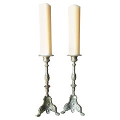 Pair 18th Century Candlesticks Candleholder Light in Brass Antique Gift Object