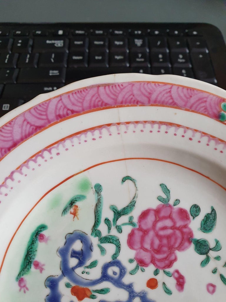 Pair of 18th Century Chinese Porcelain SE Asia Bencharong Flower Rocks ...
