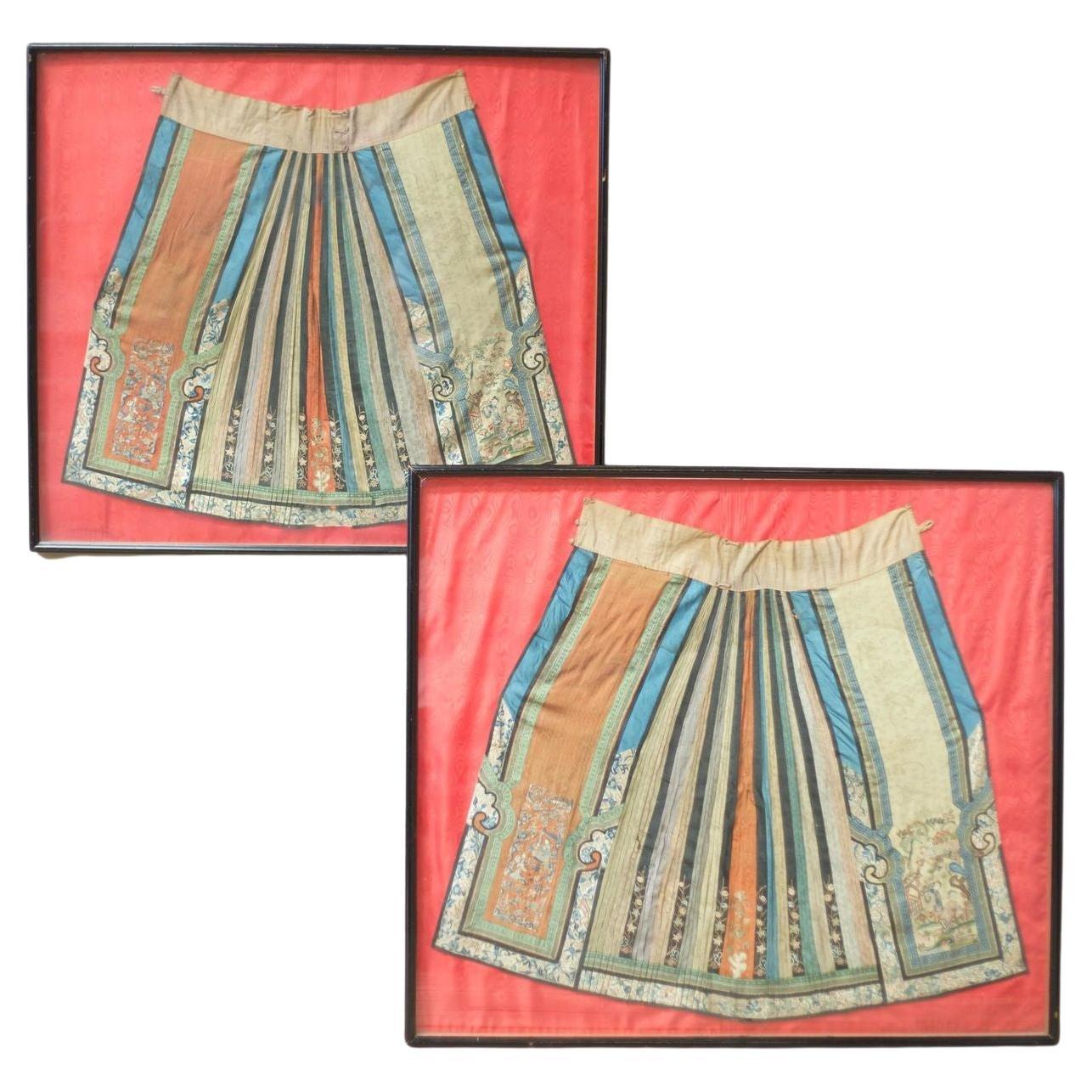 Pair 18th Century Chinese Silk Ceremonial Dresses