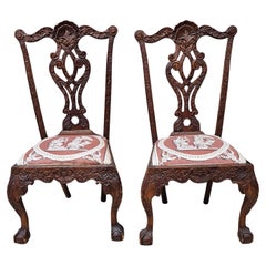 Paire de chaises Chippendale de Philadelphie du 18ème siècle en acajou sculpté