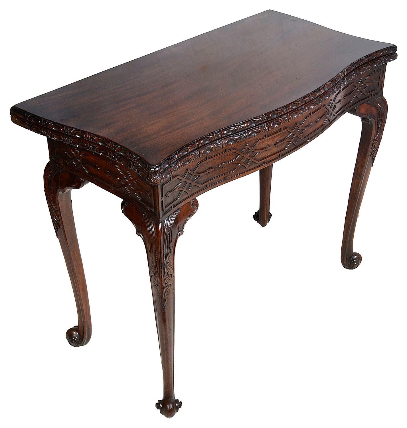 English Pair 18th Century, Chippendale period Mahogany card tables. For Sale