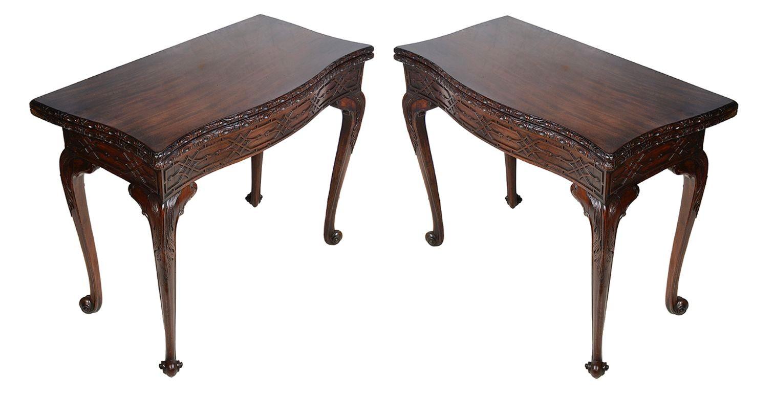 Pair 18th Century, Chippendale period Mahogany card tables. For Sale 3