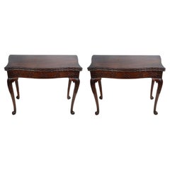 Pair 18th Century, Chippendale period Mahogany card tables.