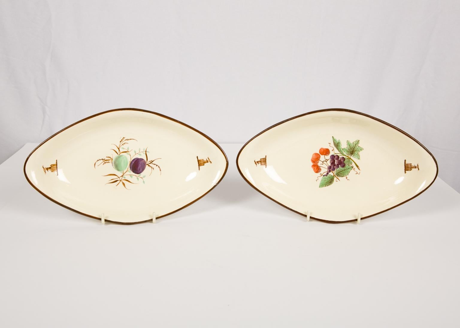 Pair of 18th Century Creamware Dishes Hand Painted circa 1785 6