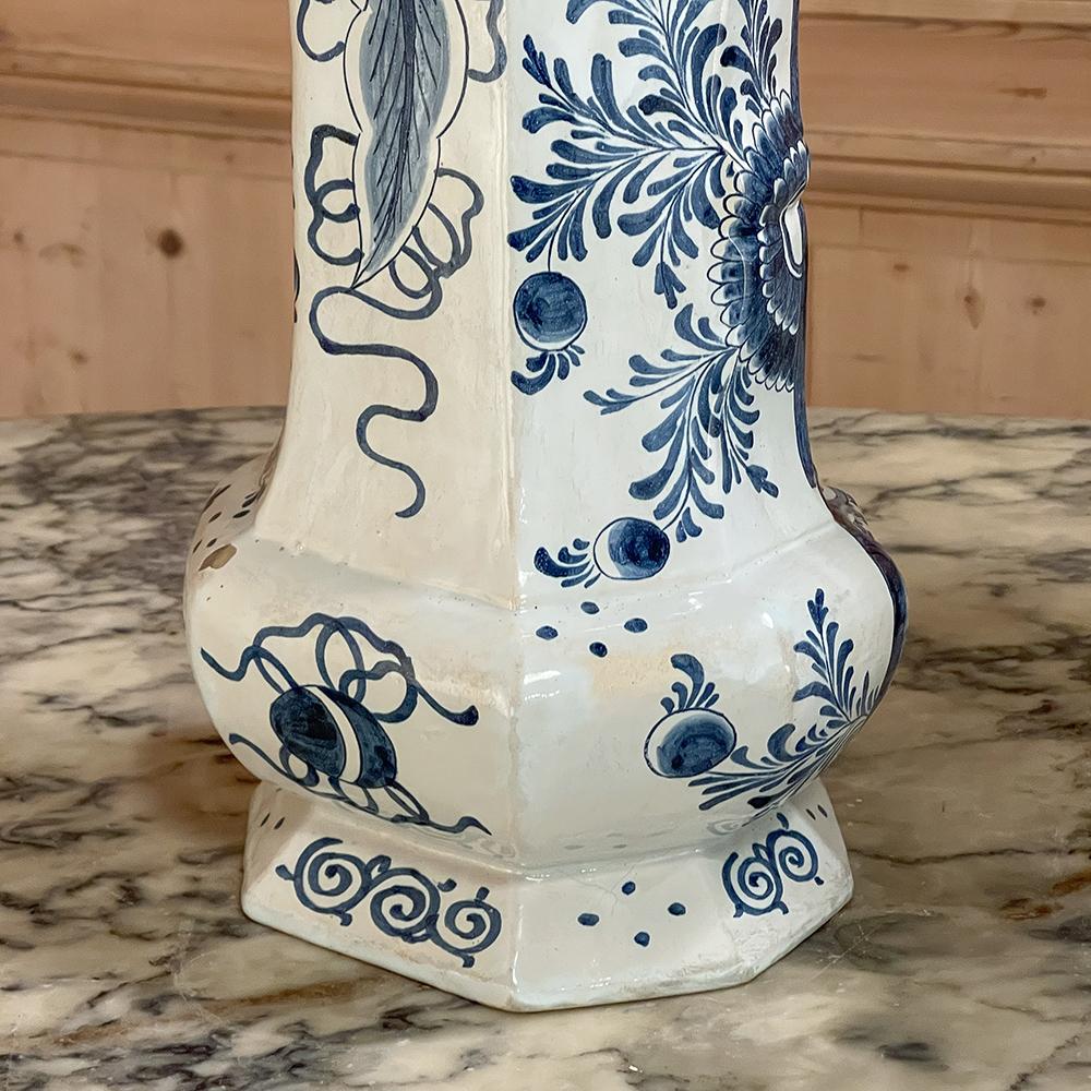 Pair 18th Century Delft Blue & White Vases For Sale 5