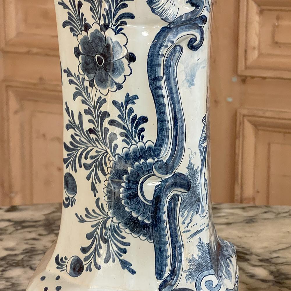 Pair 18th Century Delft Blue & White Vases For Sale 6