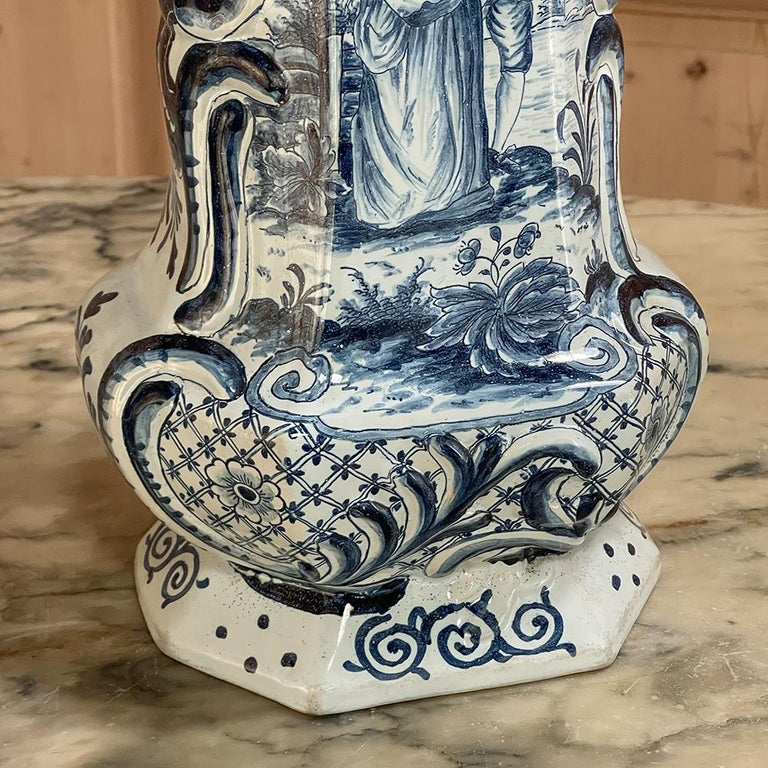 Pair 18th Century Delft Blue & White Vases For Sale 8