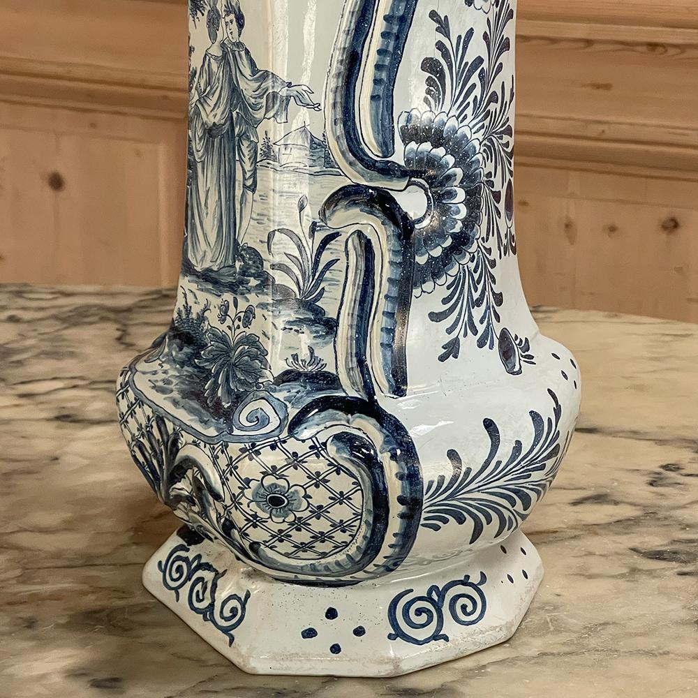 Pair 18th Century Delft Blue & White Vases For Sale 9