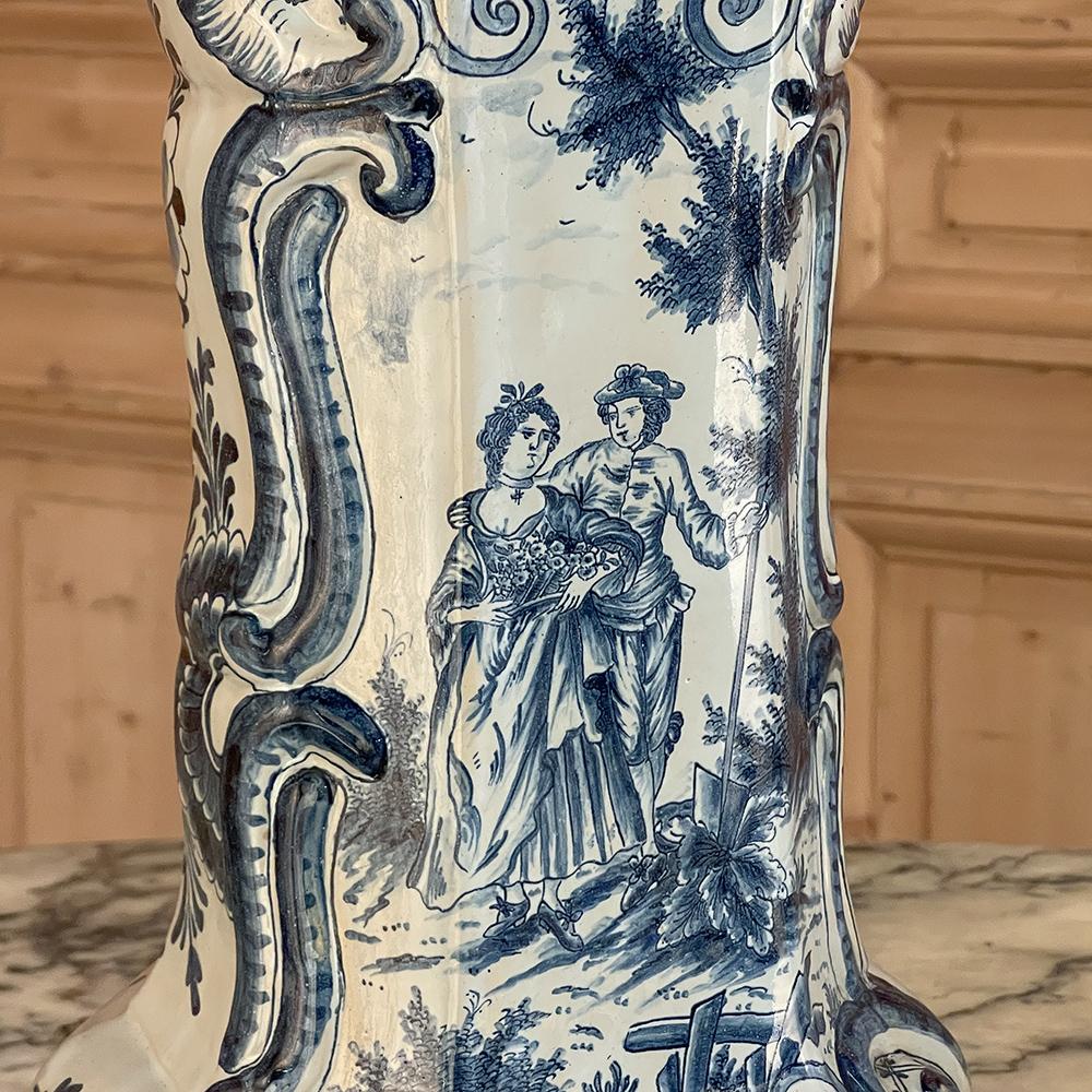 Pair 18th Century Delft Blue & White Vases For Sale 10