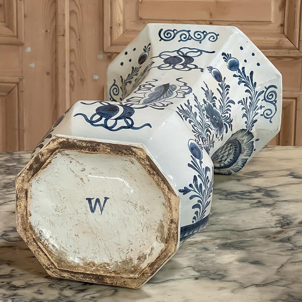 Pair 18th Century Delft Blue & White Vases For Sale 13