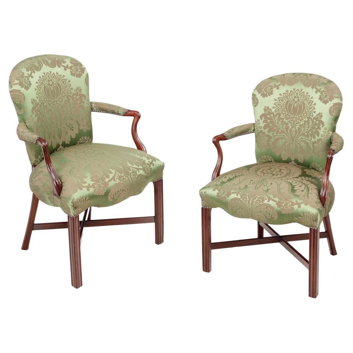 Pair 18th Century English Hepplewhite Armchairs For Sale