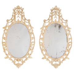 Pair 18th Century English Neoclassical Carved Cerused Pine Adam Style Mirrors