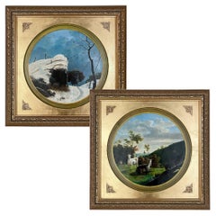 Pair 18th Century Framed Oil Paintings by P. J. Boquet