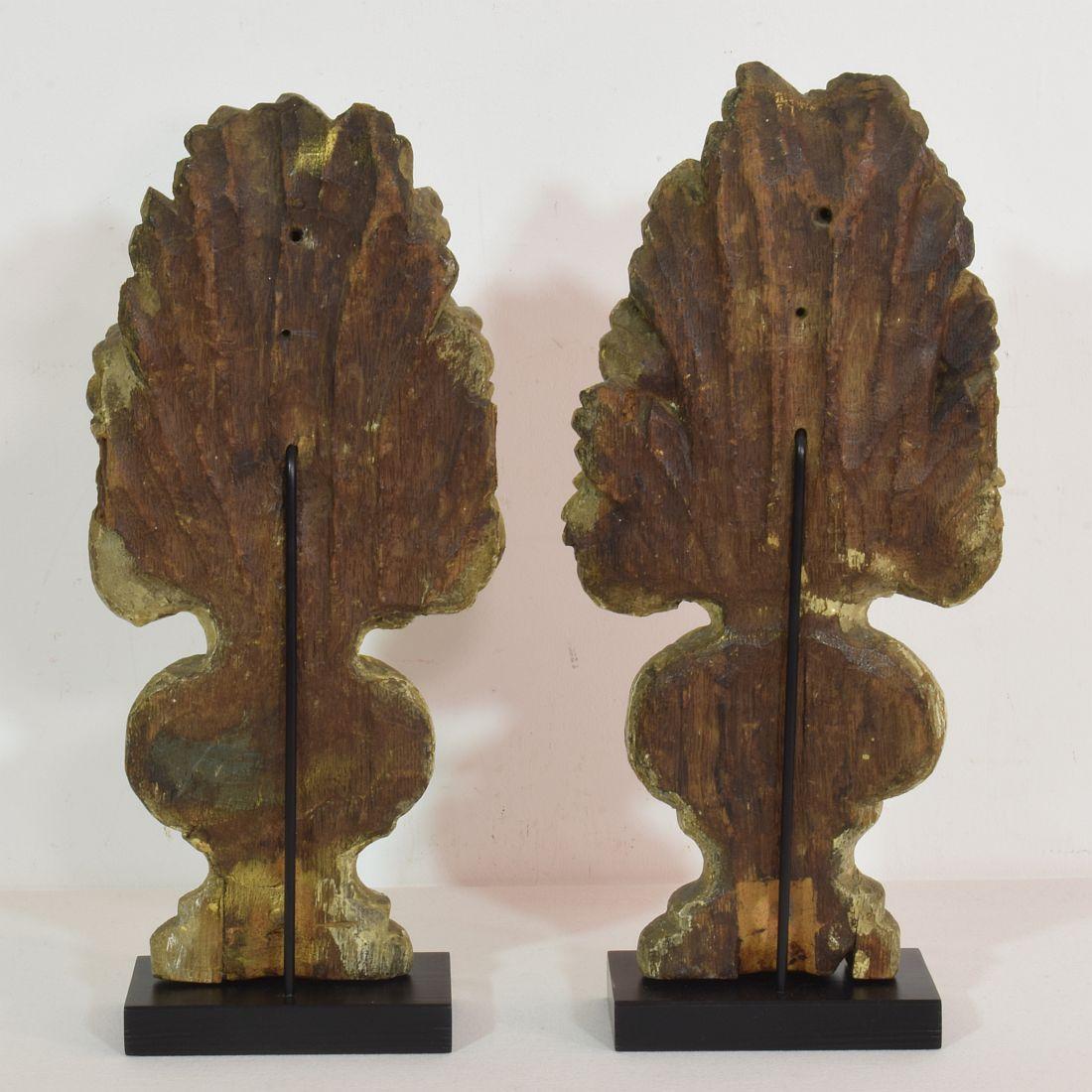 18th Century and Earlier Pair 18th Century French Handcarved Baroque Vase Ornaments