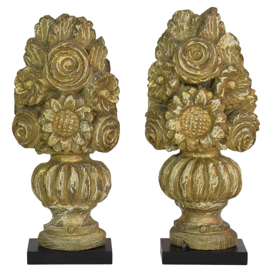 Pair 18th Century French Handcarved Baroque Vase Ornaments