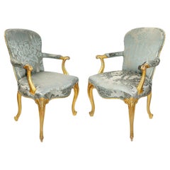 Pair 18th Century French Hepplewhite arm chairs