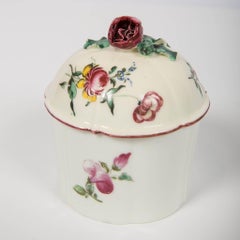 Pair of 18th Century French Porcelain Blush Pots 'Pots à Fard' by Mennecy