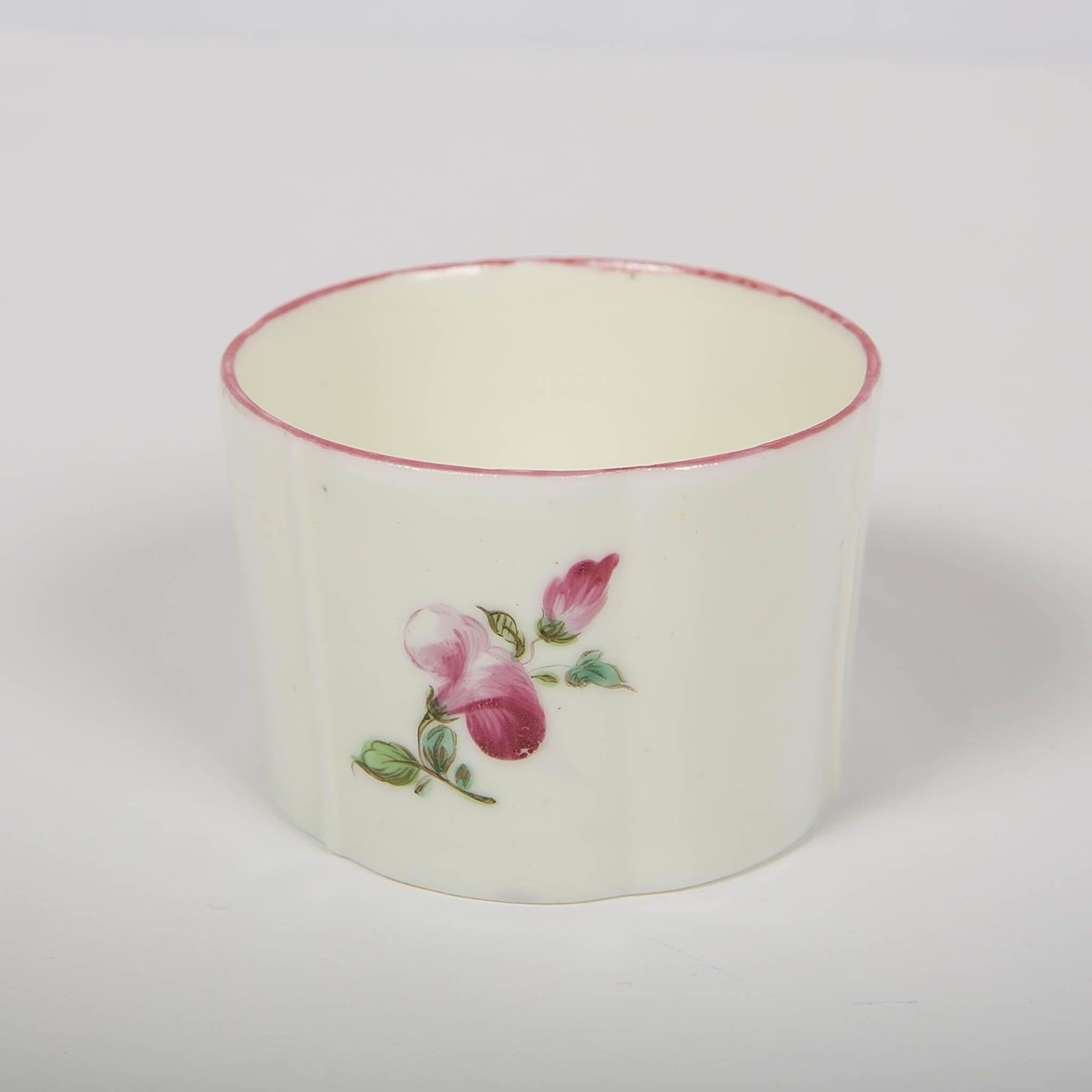 Pair of 18th Century French Porcelain Blush Pots 'Pots à Fard' by Mennecy 1