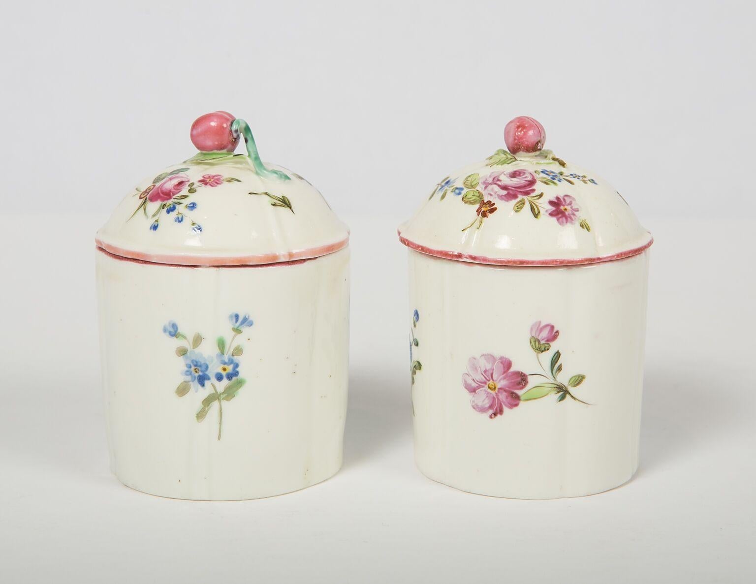 Pair Mennecy 18th Century French Porcelain Pots Made Circa 1750 1
