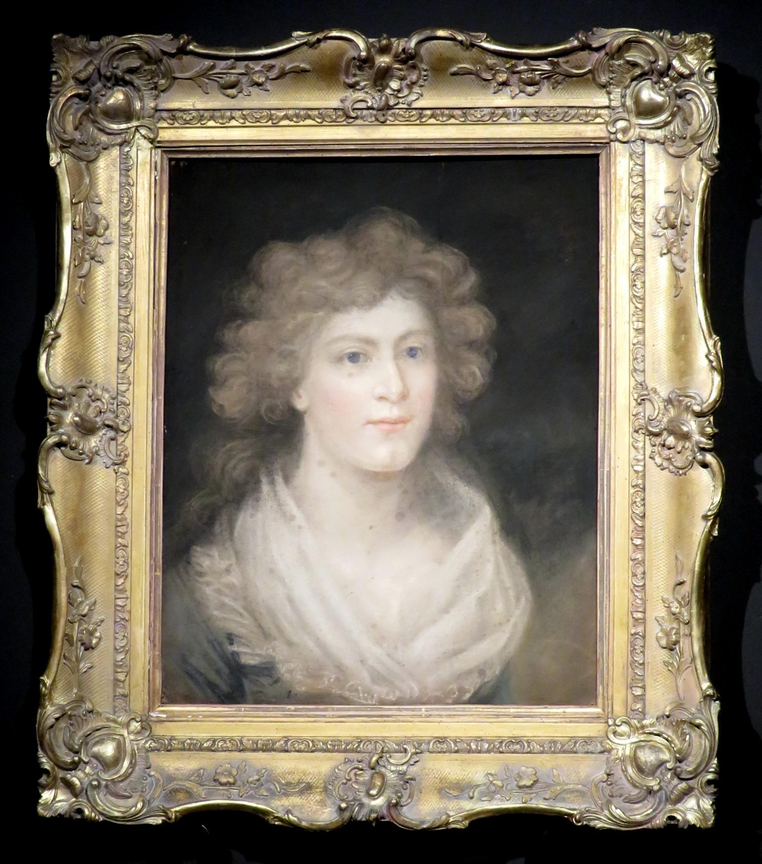 XVIIIe siècle Paire de portraits irlandais géorgiens du 18e siècle dans leur cadre d'origine en bois doré  en vente