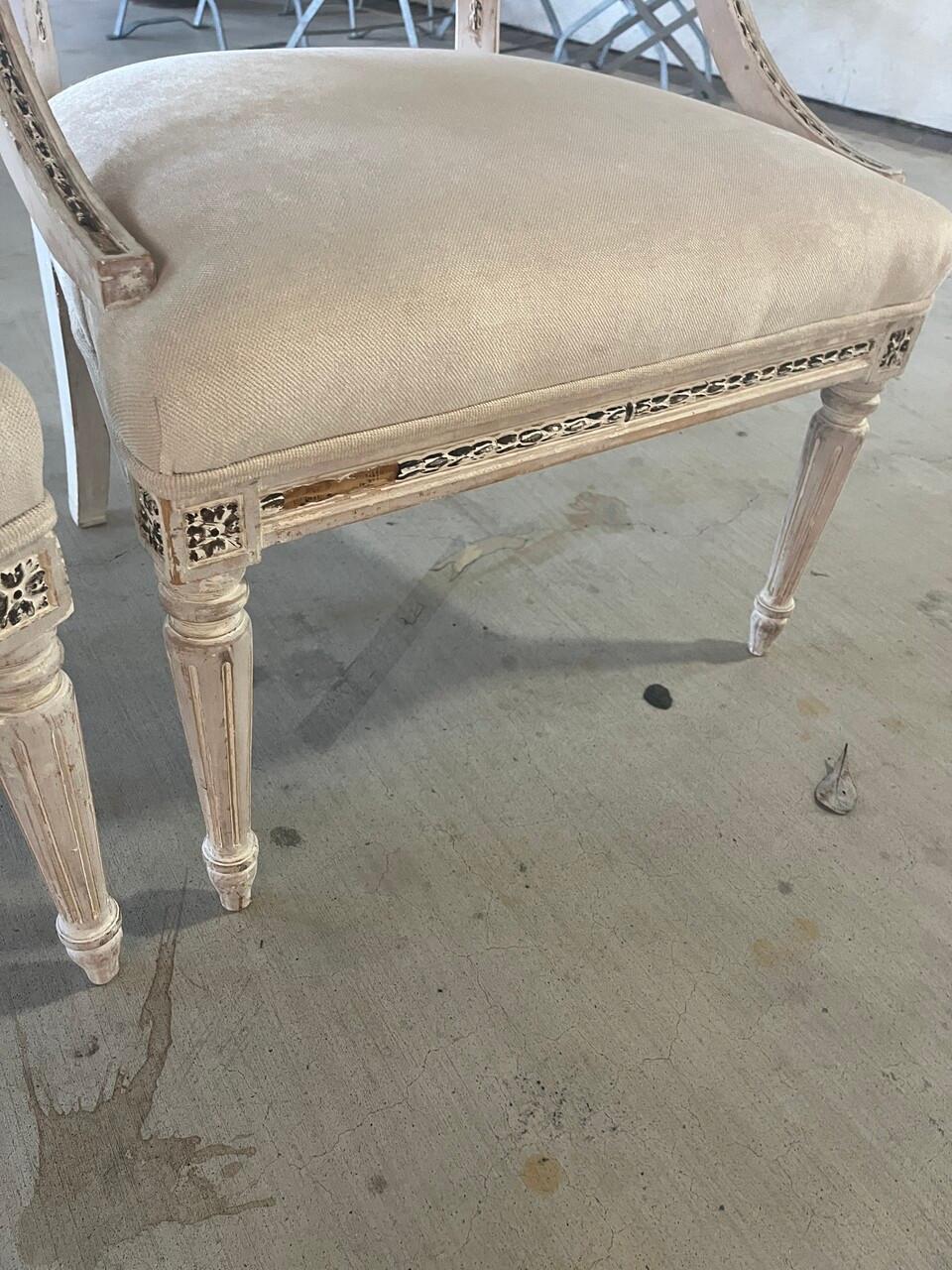 Hand-Carved Pair 18th Century Gustavian Barrel Back Chairs