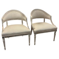 Pair 18th Century Gustavian Barrel Back Chairs