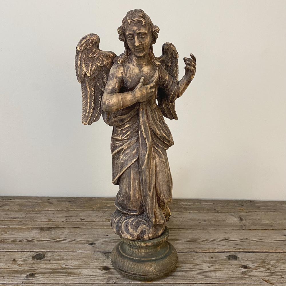 Pair 18th Century Hand-Carved Wooden Angels For Sale 3