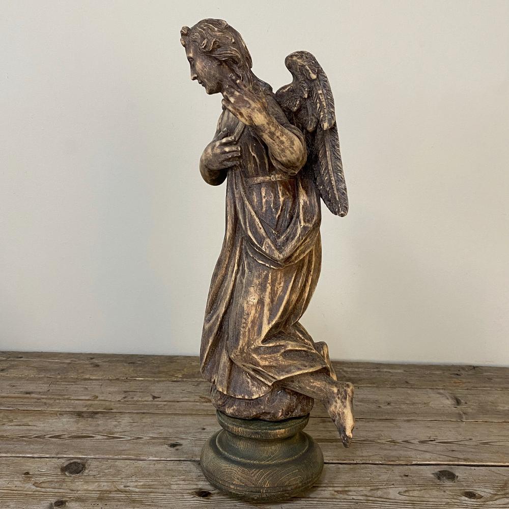 Pair 18th Century Hand-Carved Wooden Angels For Sale 5