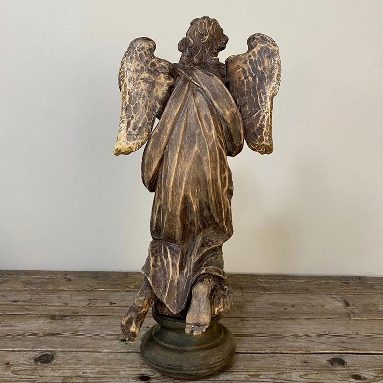 Pair 18th Century HandCarved Wooden Angels For Sale at 1stDibs