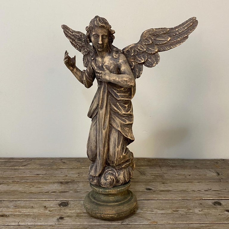 Pair 18th Century Hand-Carved Wooden Angels For Sale at 1stDibs