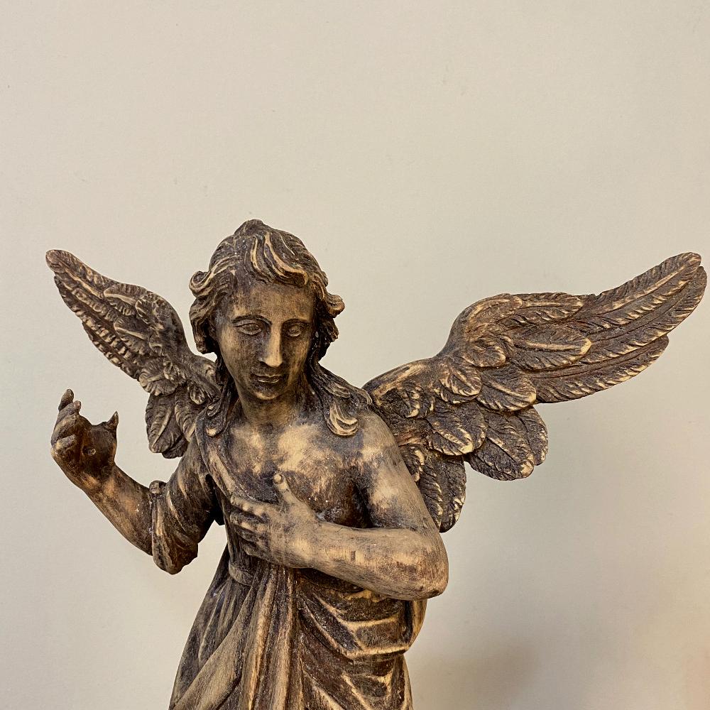 Romantic Pair 18th Century Hand-Carved Wooden Angels For Sale