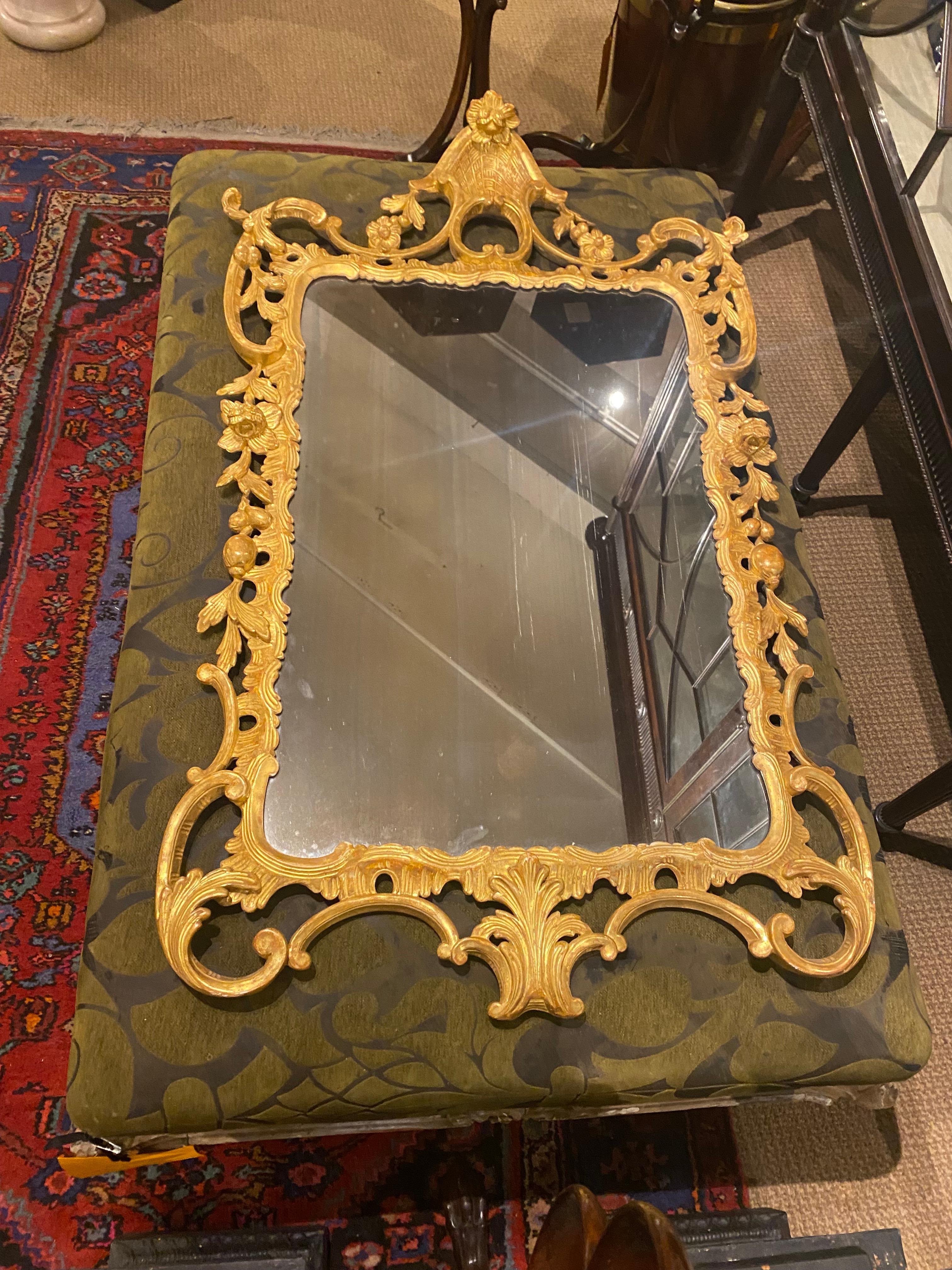 18th Century and Earlier Pair 18th Century Irish Chippendale Water Gilt Mirrors For Sale