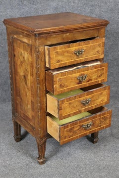 Pair 18th Century Italian 4 drawer Nightstands Side Cabinets in Olivewood