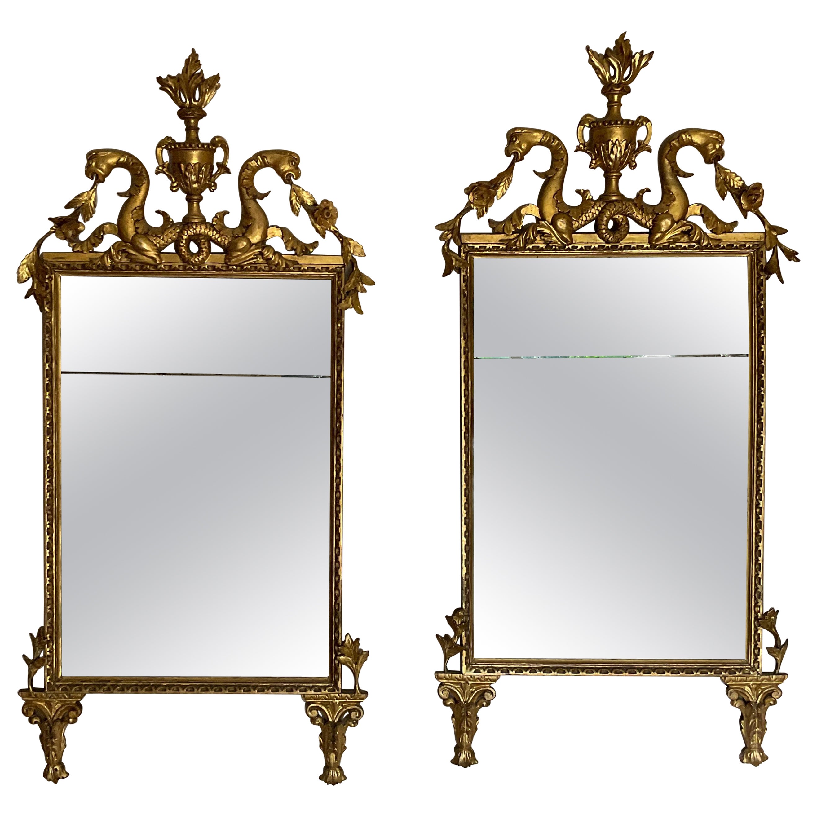Pair 18th century Italian gilt mirrors