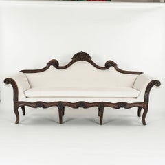 Pair of Italian Rococo Walnut Salon Sofas
