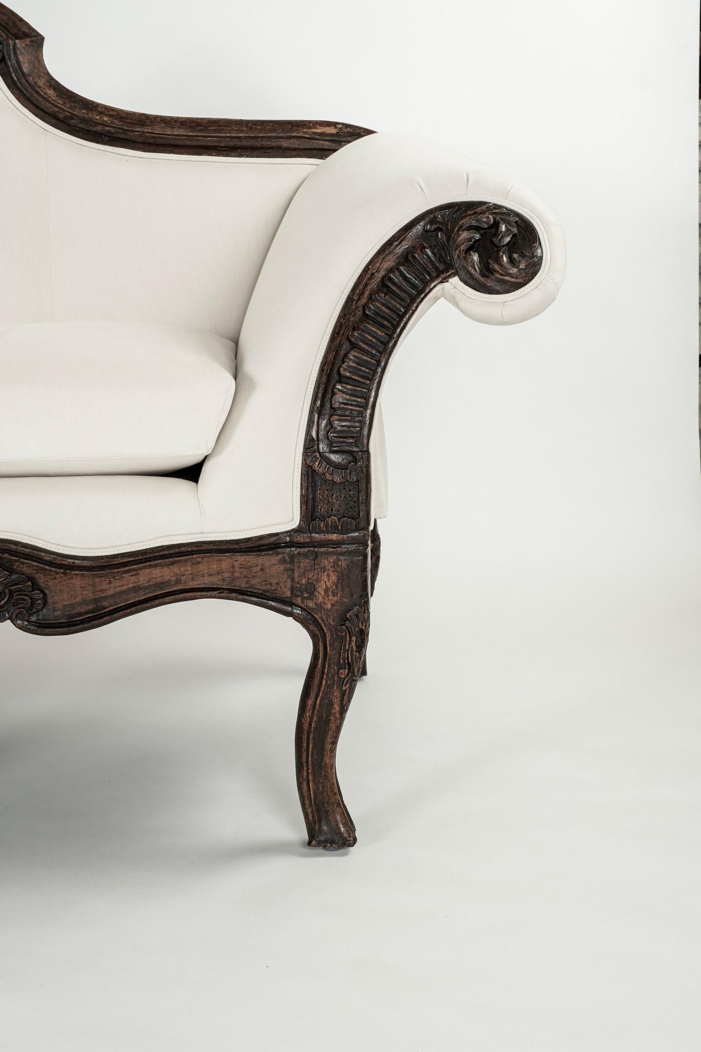 Walnut Pair 18th Century Italian Rococo Sofas For Sale