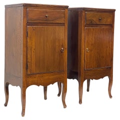 Pair 18th Century Italian Walnut Bedside Cabinets Tables