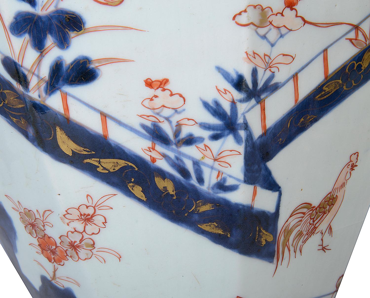 Pair of 18th Century Japanese Arita Imari Vases/Lamps For Sale 2