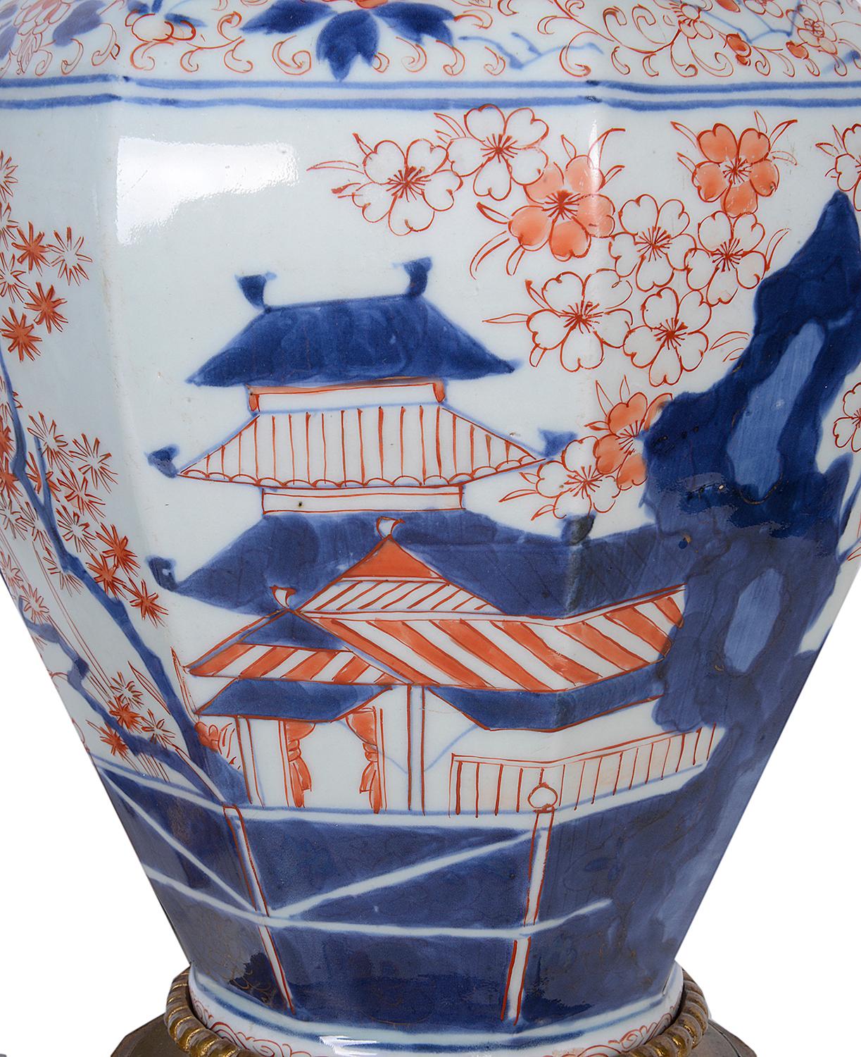 Pair of 18th Century Japanese Arita Imari Vases/Lamps For Sale 3