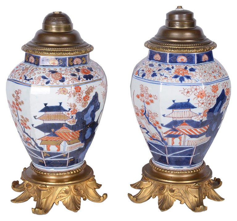 Pair Of 18th Century Japanese Arita Imari Vases Lamps For Sale At