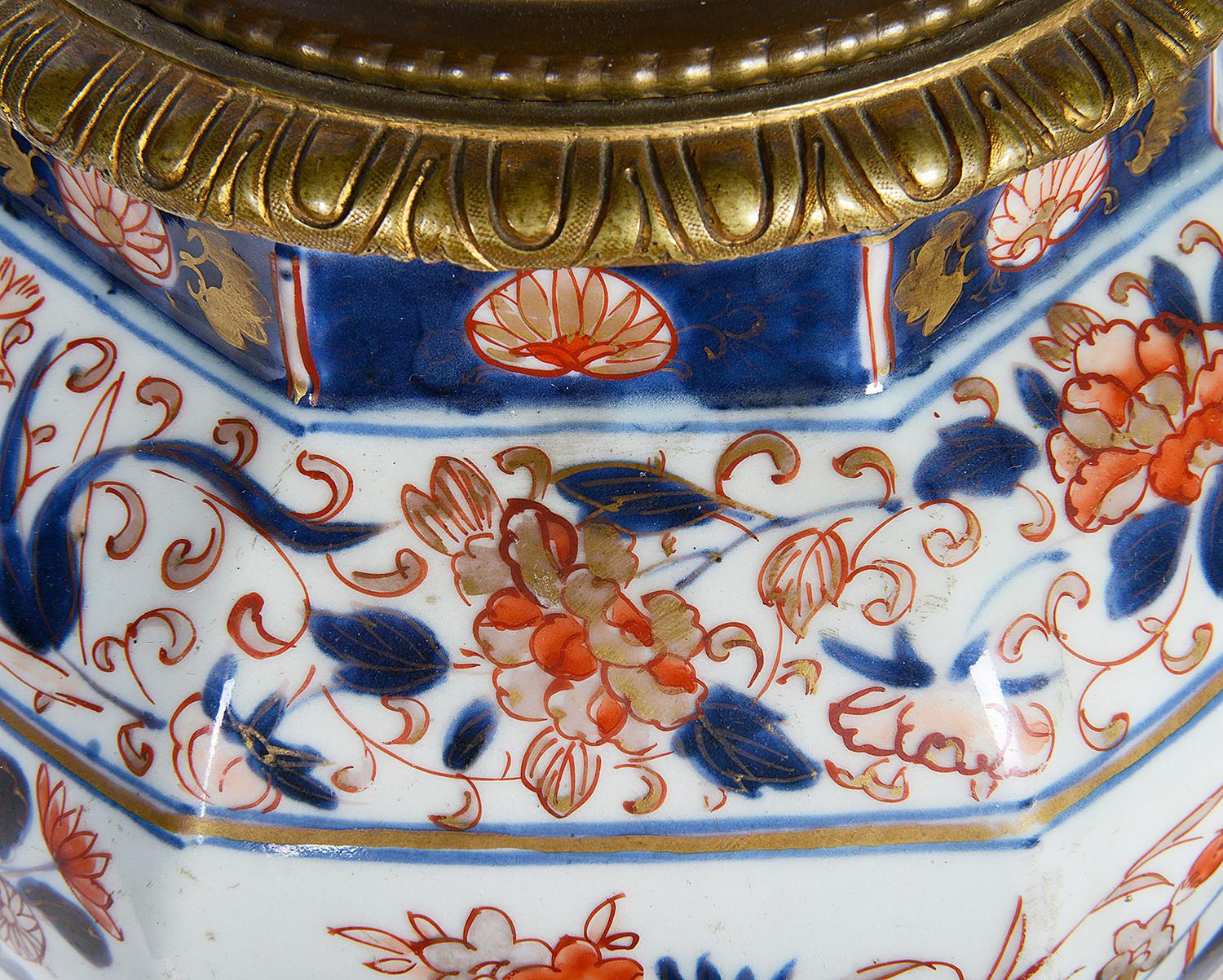 Pair of 18th Century Japanese Arita Imari Vases/Lamps In Good Condition For Sale In Brighton, Sussex