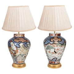 Pair 18th Century Japanese Imari vases / lamps