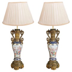 Paar Mandarin-Vasen/Lampen mit Ormolu-Montierung aus dem 18.