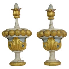 Pair 18th Century Portuguese Baroque Vase Finial Ornaments
