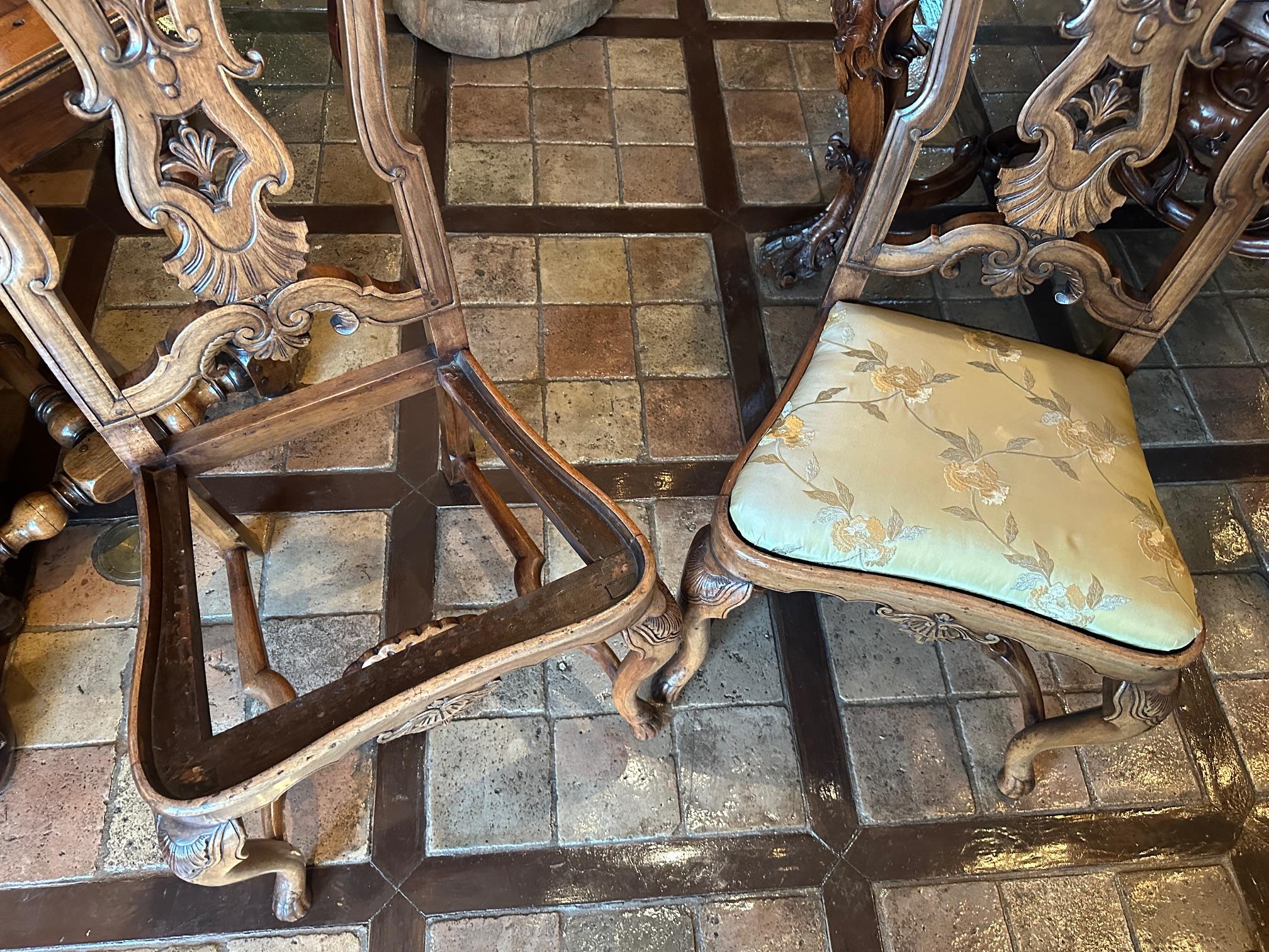 Pair 18th Century Portuguese Colonial Carved Palisander Side Chairs Rococo LA CA For Sale 7
